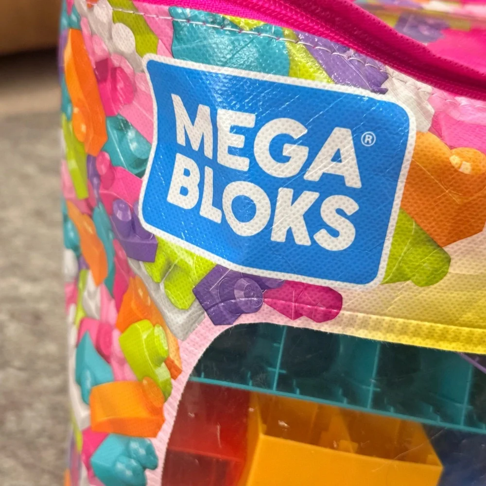 Mega Bloks Big Building Bag 80 Pc Pink Blocks w Storage Bag Complete